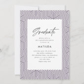 幾何学的な写真のタイポグラフィ紫の卒業 案内状 (裏面)