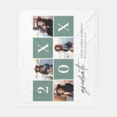 幾何学的な写真タイポグラフィの卒業発表 フリースブランケット (正面)