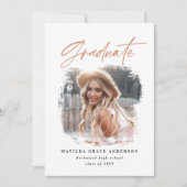 幾何学的な写真タイポグラフィの卒業発表 案内状 (正面)