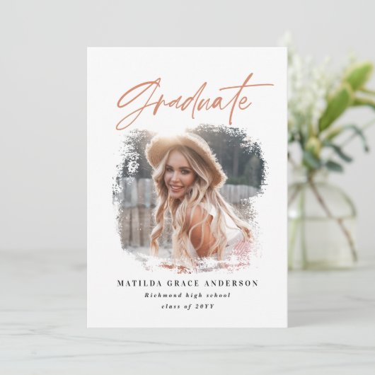 幾何学的な写真タイポグラフィの卒業発表 案内状 (スタンド正面)