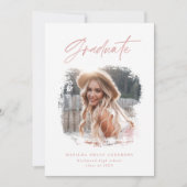 幾何学的な写真タイポグラフィの卒業発表 案内状 (正面)