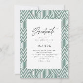 幾何学的な写真タイポグラフィセージ緑の卒業 案内状 (裏面)