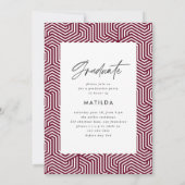 幾何学的な写真タイポグラフィバーガンディ卒業 案内状 (裏面)