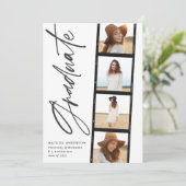 幾何学的な写真タイポグラフィ白黒の卒業 案内状 (スタンド正面)