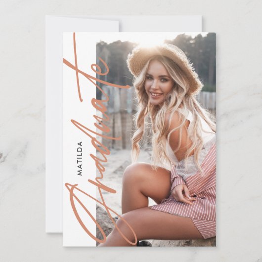 幾何学的な写真テラコッタ卒業パーティーのアヌン 案内状 (正面)