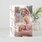 幾何学的な写真テラコッタ卒業パーティーのアヌン 案内状 (スタンド正面)