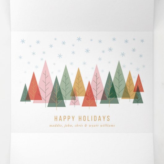 幾何学的な冬のワンダーランド 三つ折りクリスマスカード (内部中)