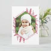 幾何学的な冬の葉クリスマスフォトレッド シーズンカード (スタンド正面)
