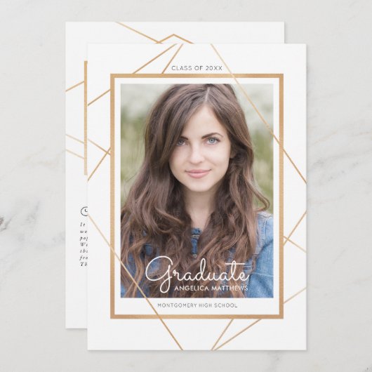 幾何学的な卒業の発表 案内状 (正面/裏面)