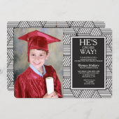 幾何学的な卒業写真招待状 招待状 (正面/裏面)