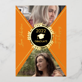 幾何学的な卒業金ゴールドプレス発表 箔招待状