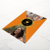 幾何学的な卒業金ゴールドプレス発表 箔招待状 (回転した状態)