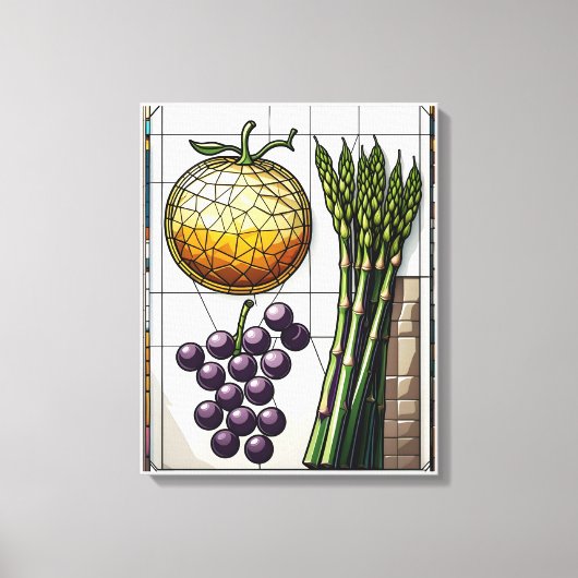 幾何学的な収穫の食品イラスト キャンバスプリント (正面)