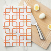 幾何学的な台所タオル\ Celosiaのオレンジ キッチンタオル (四つ折り)