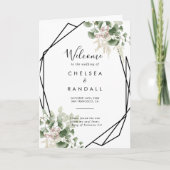 幾何学的な夏のフローラの葉結婚折 プログラム (正面)