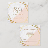 幾何学的な大理石の金ゴールドの淡いピンクの正方形の紹介 スクエア名刺 (正面/裏面)