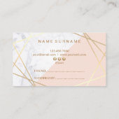 幾何学的な大理石の金ゴールドの淡いピンクの紹介 名刺 (裏面)