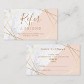 幾何学的な大理石の金ゴールドの淡いピンクの紹介 名刺 (正面/裏面)