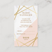 幾何学的な大理石の金ゴールドの淡いピンクの縦の紹介 名刺 (裏面)