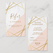 幾何学的な大理石の金ゴールドの淡いピンクの縦の紹介 名刺 (正面/裏面)