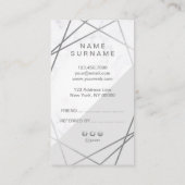 幾何学的な大理石の銀製灰色の垂直紹介 名刺 (裏面)