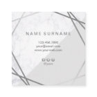 幾何学的な大理石の銀製灰色の正方形の名刺