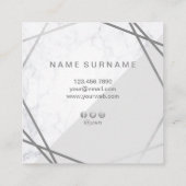 幾何学的な大理石の銀製灰色の正方形の名刺 スクエア名刺 (裏面)