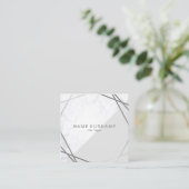 幾何学的な大理石の銀製灰色の正方形の名刺 スクエア名刺 (スタンド正面)