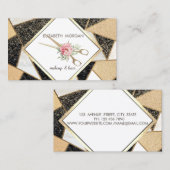 幾何学的な大理石, グリッター, フレーム, コンフェッティ, はさみ 名刺 (正面/裏面)