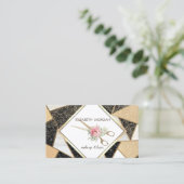 幾何学的な大理石, グリッター, フレーム, コンフェッティ, はさみ 名刺 (スタンド正面)