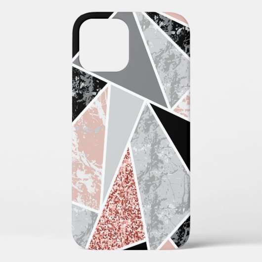 幾何学的な大理石(ピンクグリッター):シームレス Case-Mate iPhoneケース (裏面)