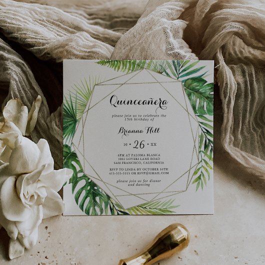 幾何学的な宛先の書道キンセアニラ 招待状