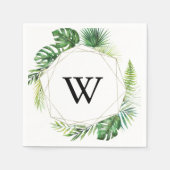 幾何学的な宛先モノグラム結婚のナプキン スタンダードカクテルナプキン (正面)