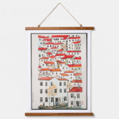 幾何学的な家 吊り下げ型タペストリー (正面)