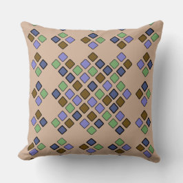 幾何学的な対角線タイル青い緑2 in 1 クッション