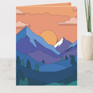 幾何学的な山の夕日 カード
