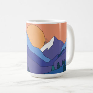 幾何学的な山の夕日 コーヒーマグカップ