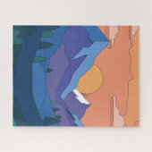 幾何学的な山の夕日 ジグソーパズル (横)