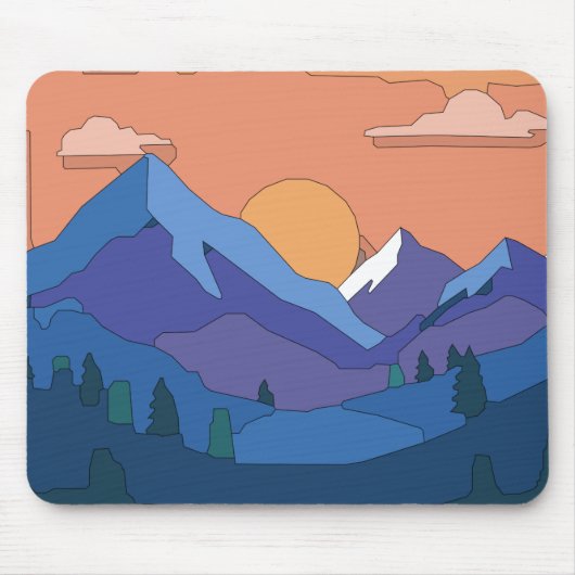 幾何学的な山の夕日 マウスパッド (正面)
