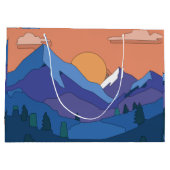 幾何学的な山の夕日 ラージペーパーバッグ