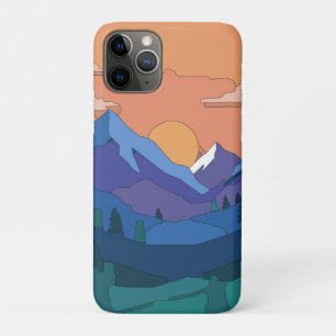 幾何学的な山の夕日 iPhone 11 PROケース