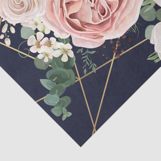 幾何学的な庭のばら色海軍を包むティッシュペーパー 薄葉紙 (詳細)