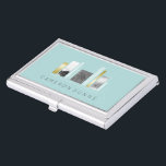 幾何学的な建築家ライトティール（緑がかった色）及びのどの金ゴールド 名刺入れ<br><div class="desc">スタイリッシュで、モダンな幾何学的設計を用いる軽いティール（緑がかった色）、白および金ゴールドの建築家のための名刺のホールダー。</div>