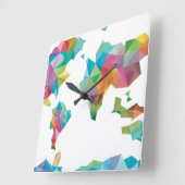 幾何学的な形から成っている世界地図 スクエア壁時計 (傾斜)