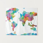 幾何学的な形から成っている世界地図 タペストリー (正面(横))