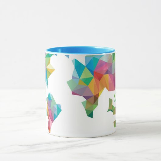 幾何学的な形から成っている世界地図 マグカップ (中央)