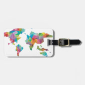 幾何学的な形から成っている世界地図 ラゲッジタグ (正面横)