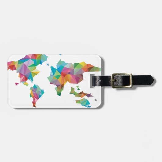 幾何学的な形から成っている世界地図 ラゲッジタグ (正面横)