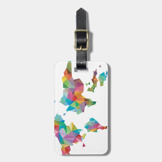 幾何学的な形から成っている世界地図 ラゲッジタグ (正面縦)