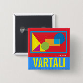 幾何学的な形のVartaliの正方形ボタン 缶バッジ (正面&裏面)